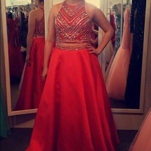 Red two piece sequenced dress